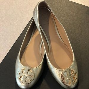 Tory Burch Gold Imperial Logo Flats (Women's)